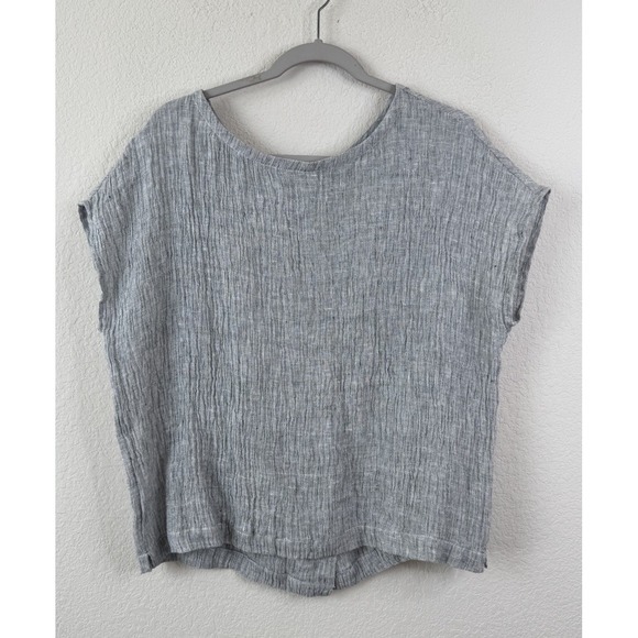 Tahari Tops - Tahari Loose Weave 100% Linen Oversized Boxy Back Button Up Top Womens Sz S‎